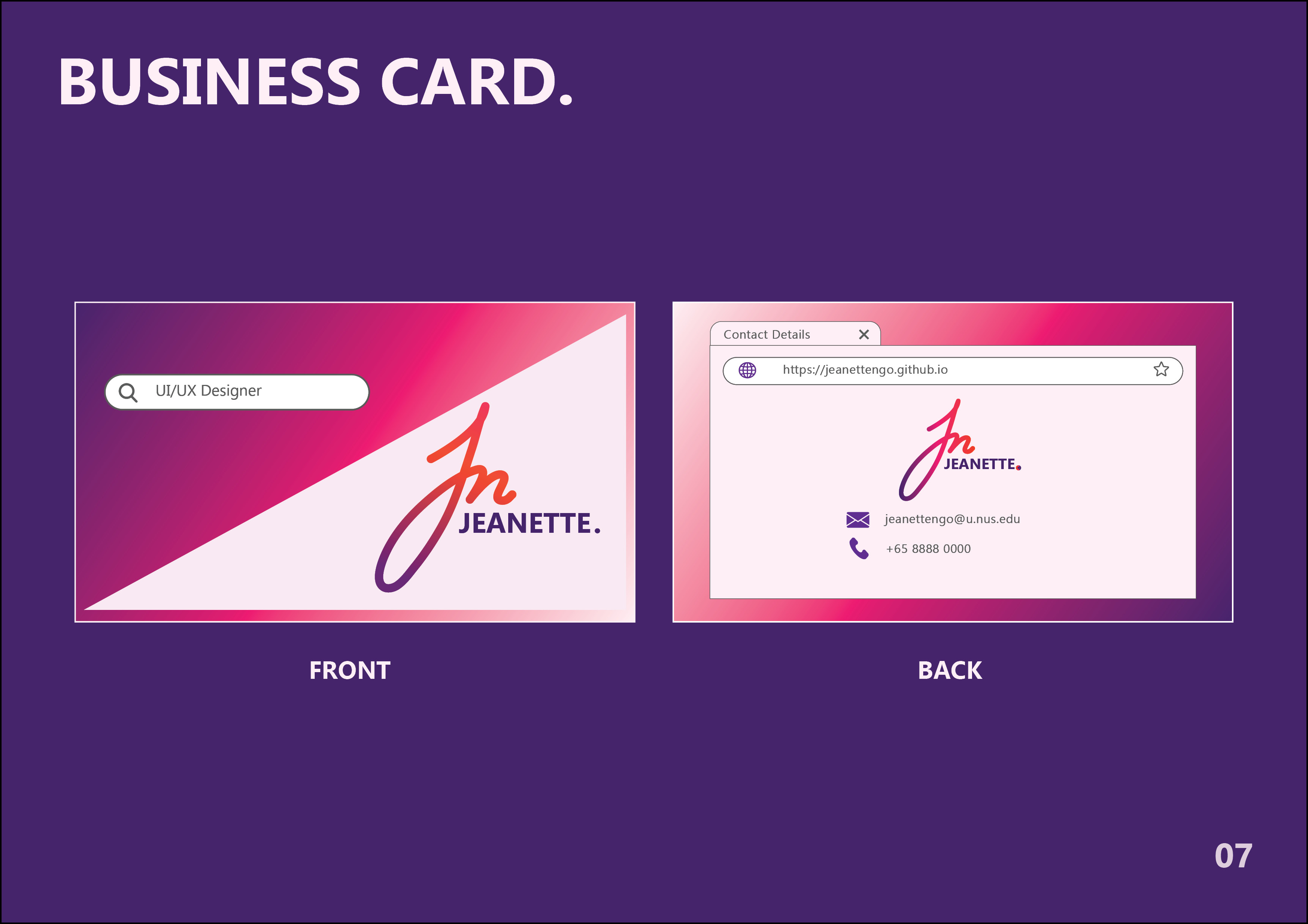 personal brand guide business card